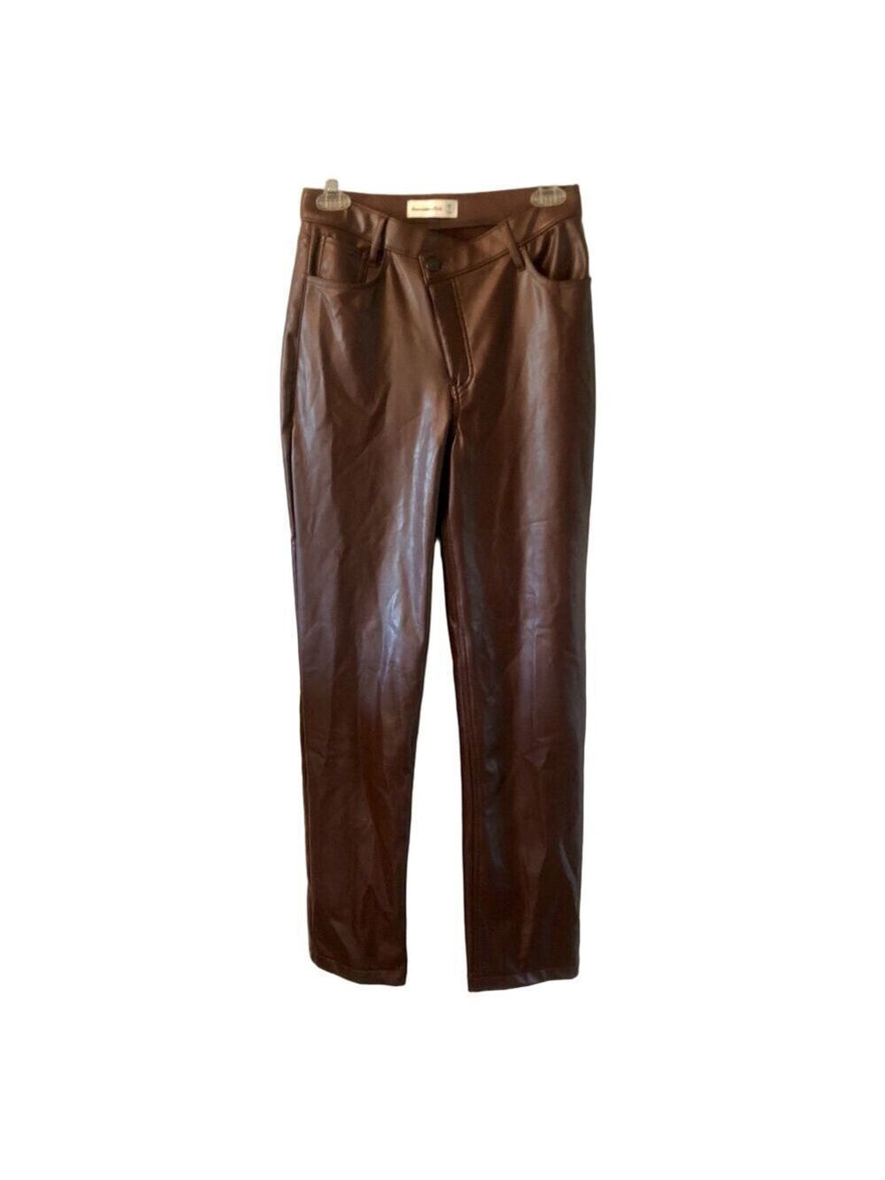 Abercrombie & Fitch Curve Faux Leather 90’s Straight Ultra High Rise 26 Maroon